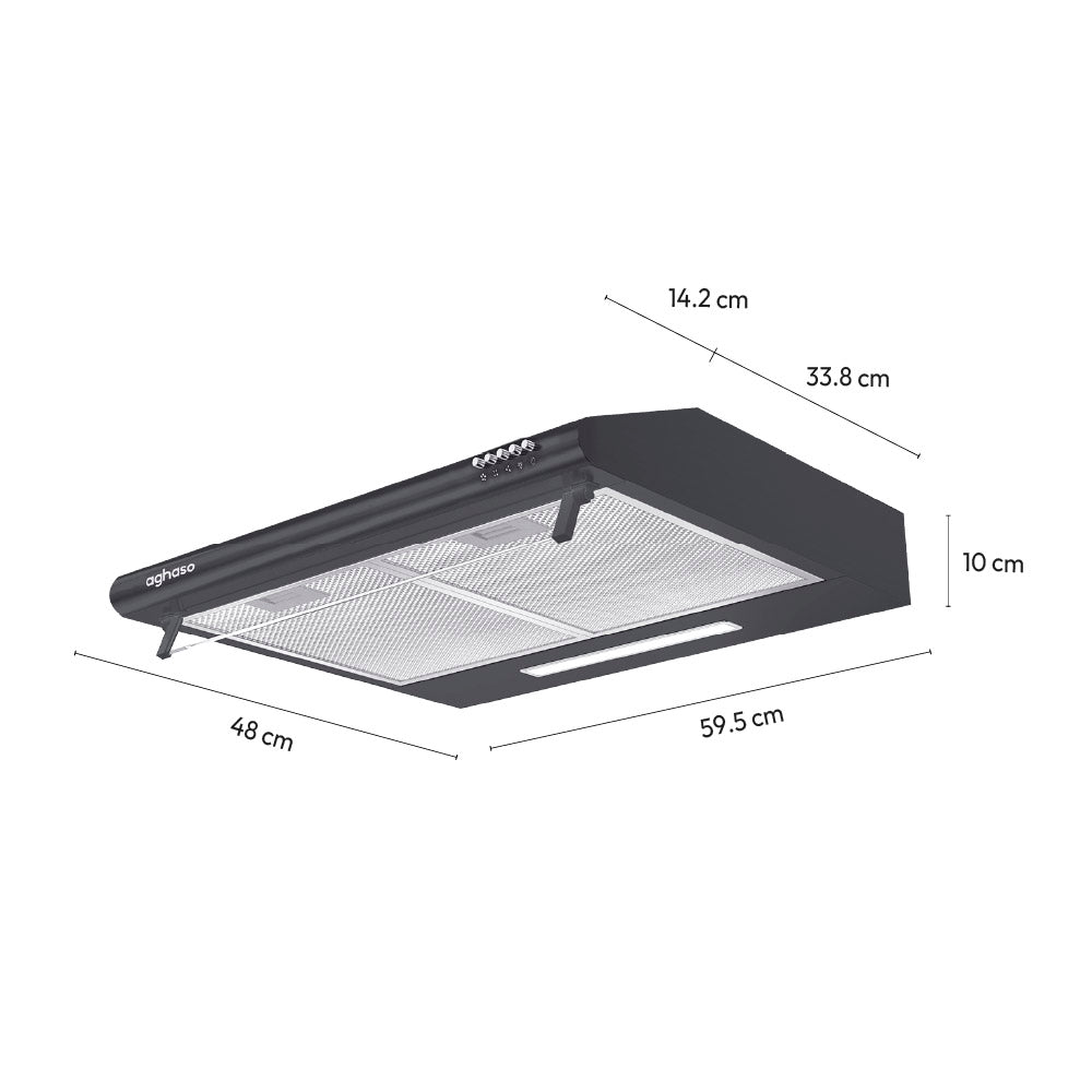 Campana Extractora Aghaso 60cm Extraíble Black Premium