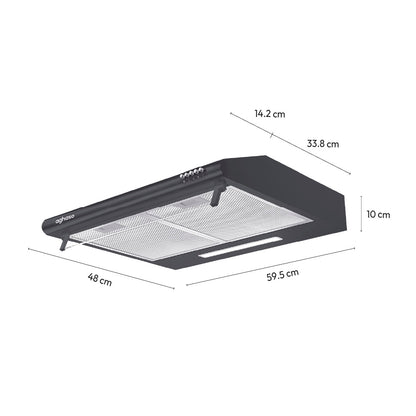 Campana Extractora Aghaso 60cm Extraíble Black Premium