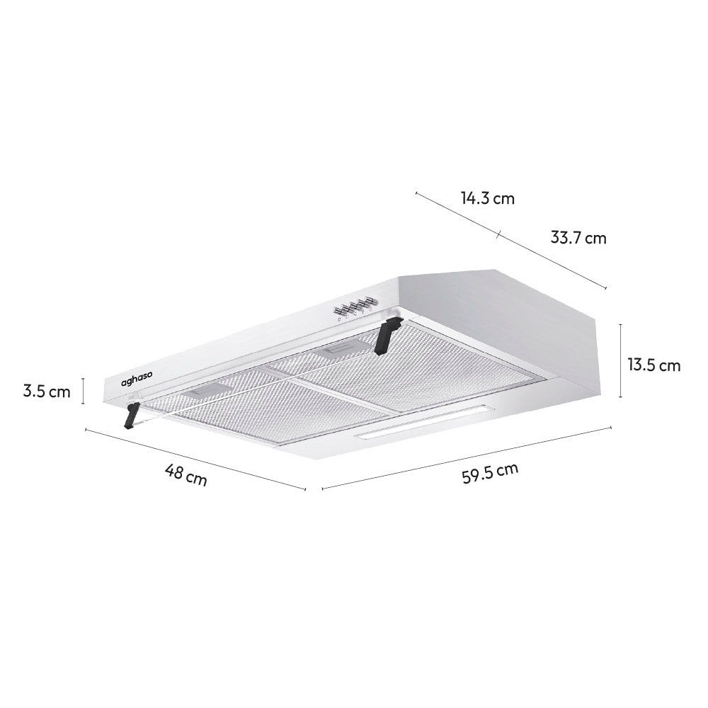 Campana Extractora Aghaso 60cm Inox | Ideal para departamentos | 270 m³/H
