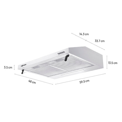 Campana Extractora Aghaso 60cm Inox | Ideal para departamentos | 270 m³/H