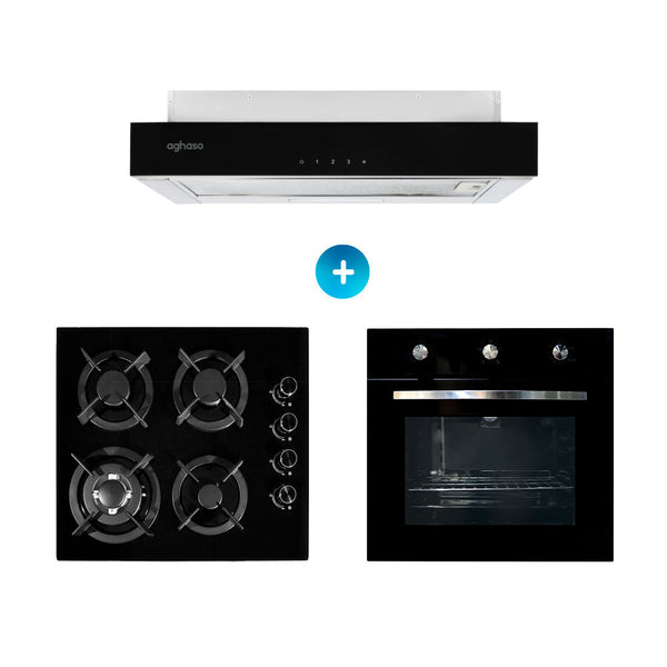 Combo: Encimera 4 hornillas GN + Campana Extraible Premium 60 cm + Horno a gas 4 funciones GN (Copia)