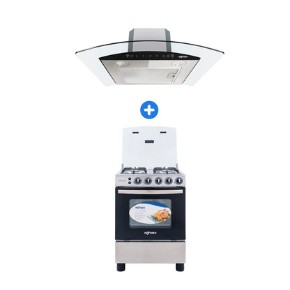 COMBO: COCINA AGHASO 4 HORNILLAS - ESSENCIAL GN + CAMPANA CHIMENEA TOUCH 60 cm
