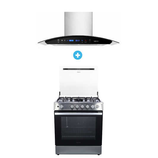 COMBO: COCINA PROFESIONAL HIGH FLAME  + CAMPANA AGHASO CHIMENEA 90 CM