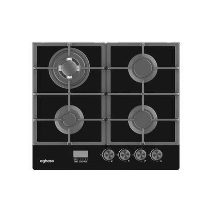 Combo: ENCIMERA AGHASO MESA  VIDRIO 60 CM COMPACTA GLP + Campana Extraible Premium Black 60 CM + Horno 4 funciones GLP