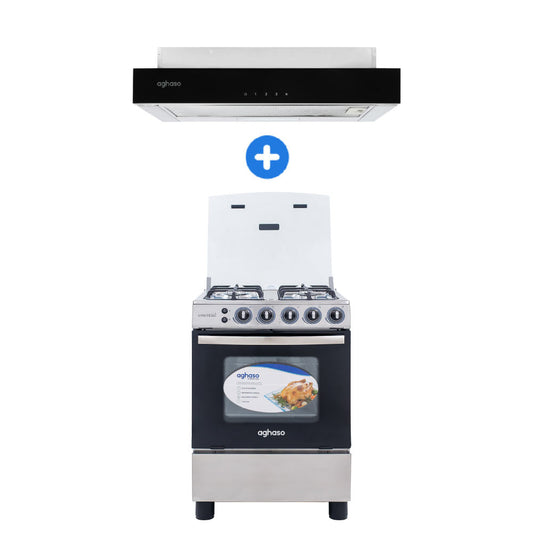 Combo: Cocina ESSENCIAL 4 HORNILLAS GLP + Campana Extraible Premium Black 60 CM